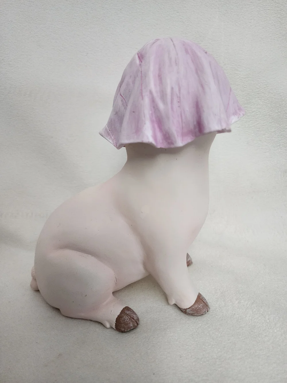 Pink Pig Figurine with Yellow Flower - Decorative Small Pet Statue
